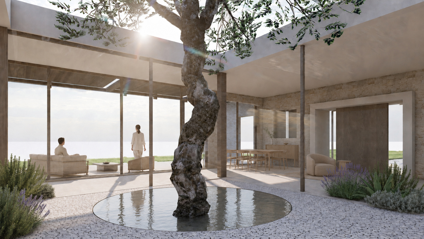 Villa Mediterranea - corte centrale con ulivo